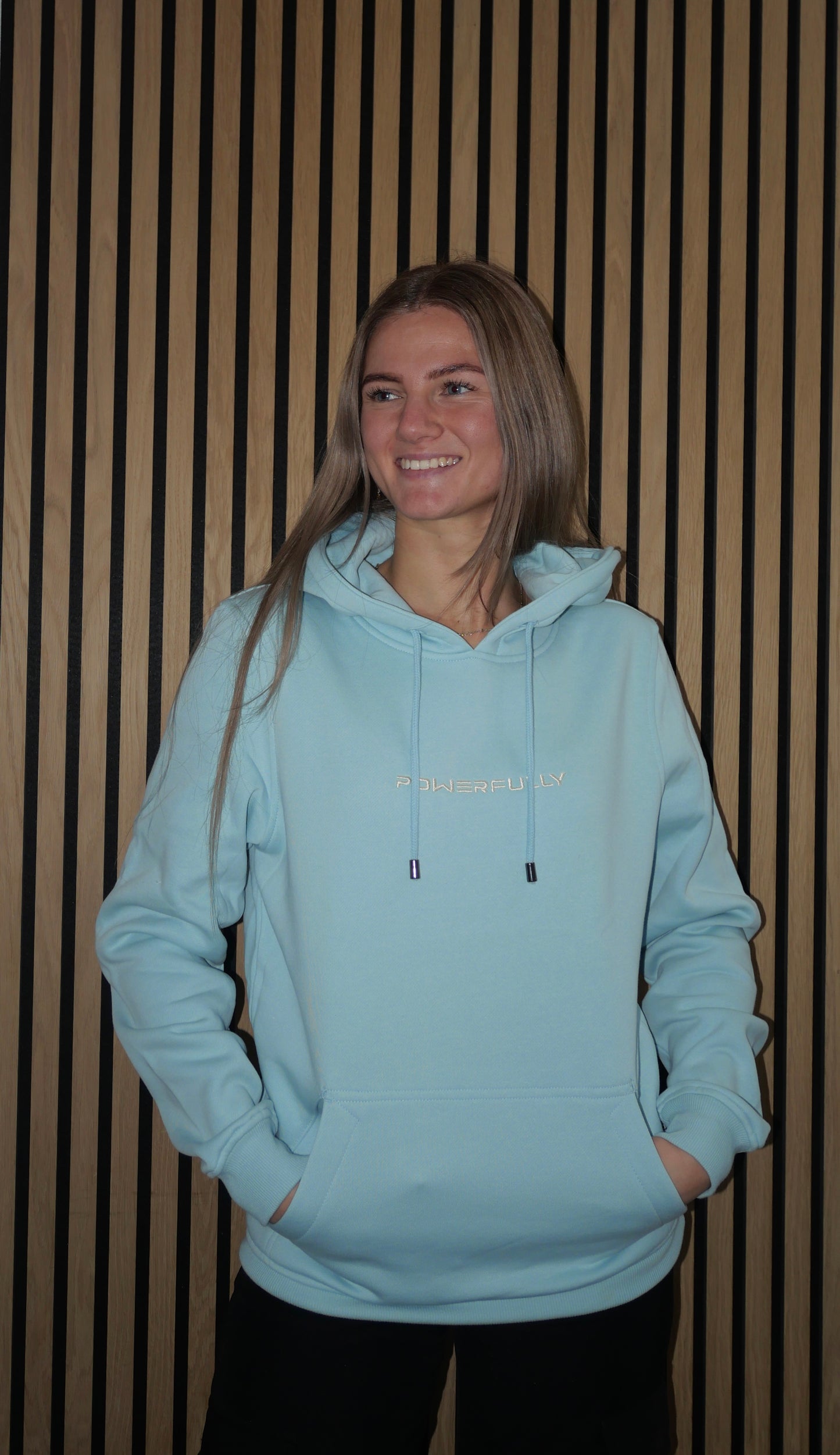 Embroidered Hoodie Light Blue